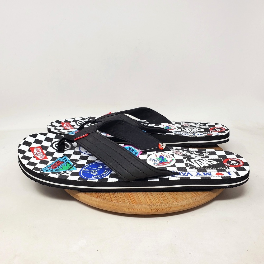 Vans Flip Flop Sandals Mens 13 T Street Print Thong Slip On Pool Beach Shoes - Picture 4 of 8